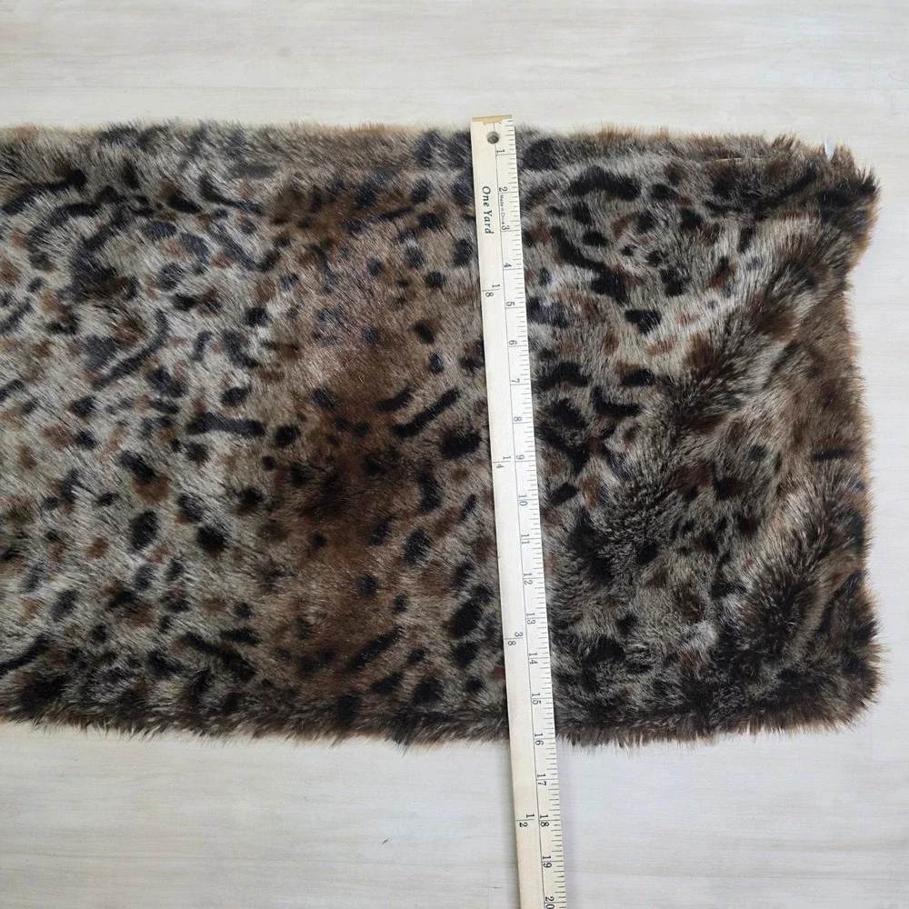 Pottery Barn Leopard Faux Fur Pillow Cover 16x26 Brown Animal Print 3794534